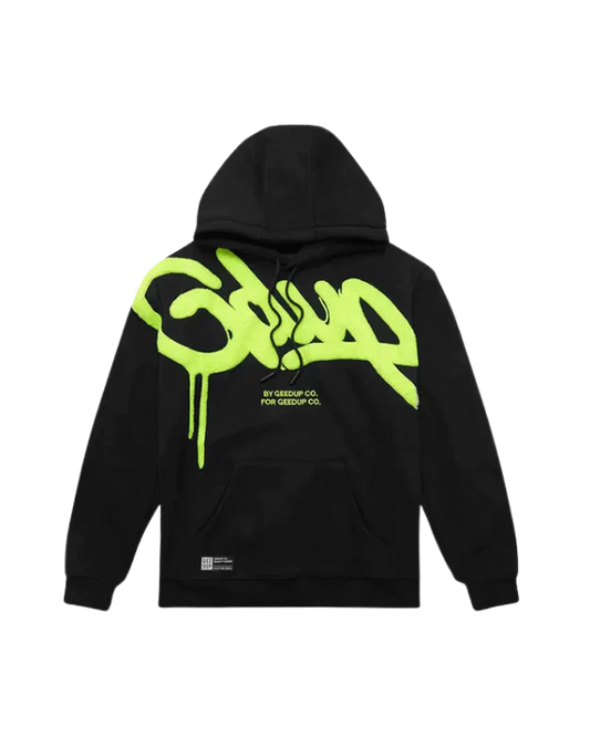 Geedup Handstyle Hoodie 'Black Lime Green' (2023)
